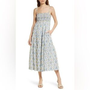 EN SAISON Maeve Smocked Floral Cotton Sundress Size L